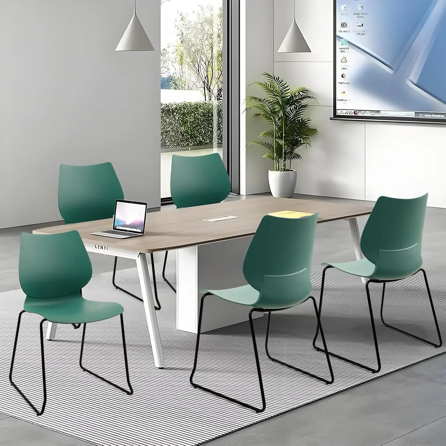 Stackable Waiting Room Chair, Stacking Office Chair with Ergonomic Lumbar Support and Metal Legs, Plastic Desk Chairs for Confer