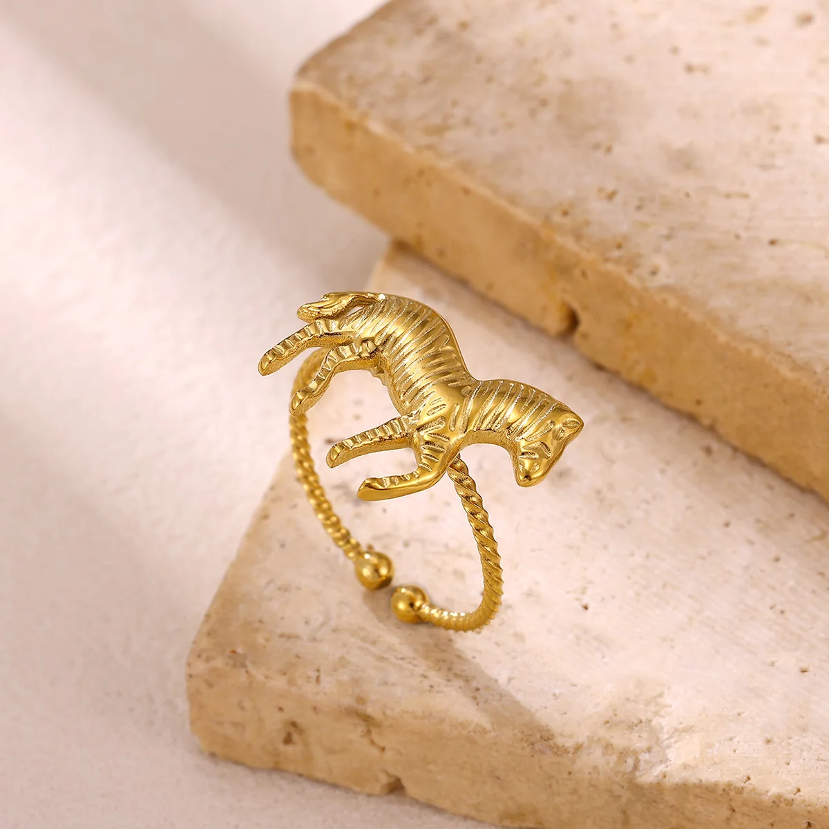 Stainless Steel Minimalist Animal Rings For Women Cute 3D Cat Paw Zebra Heart Finger Ring Trend Aesthetic Jewelry Wholesale