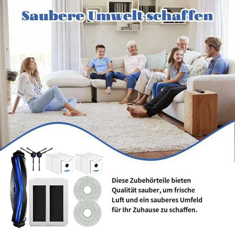AAAN-9PCS Set di filtri per spazzole e panni per aspirapolvere per Ecovacs Debot N30 Omni N30 Pro Omni Parti di ricambio per aspirapolvere
