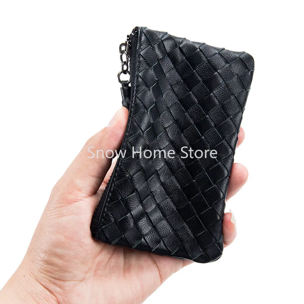 New Leather Short Coin Purse Women Sheepskin Braided Small Ultra-Thin Small Wallet Men\'s Wallet Storage Bag