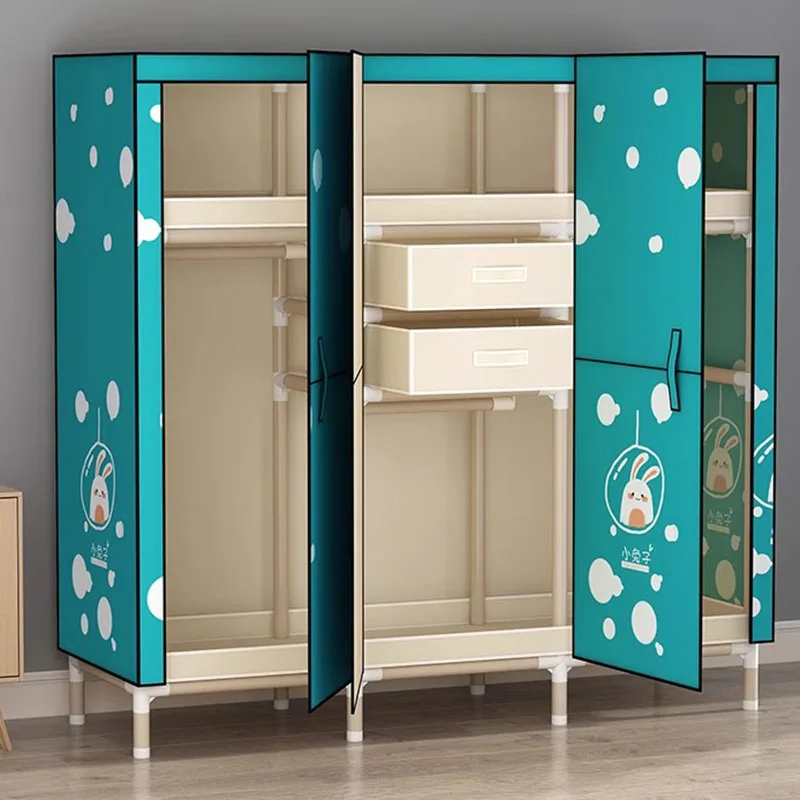 Foldable Storage Wardrobe Children Clothes Girls Plastic Hotel Wardrobe Bedroom Drawers Doors Ropero Armable Home Furniture