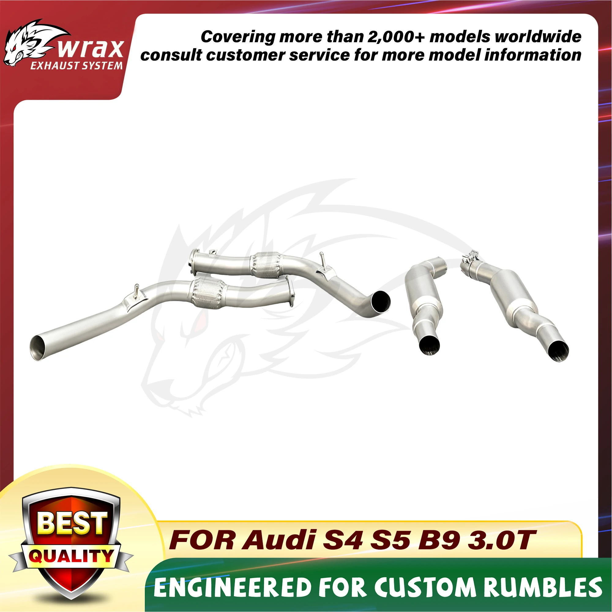 

WRAX Sports Exhaust for Audi S4 S5 B9 3.0T High Performance SS304 Resonant tube Easy installation
