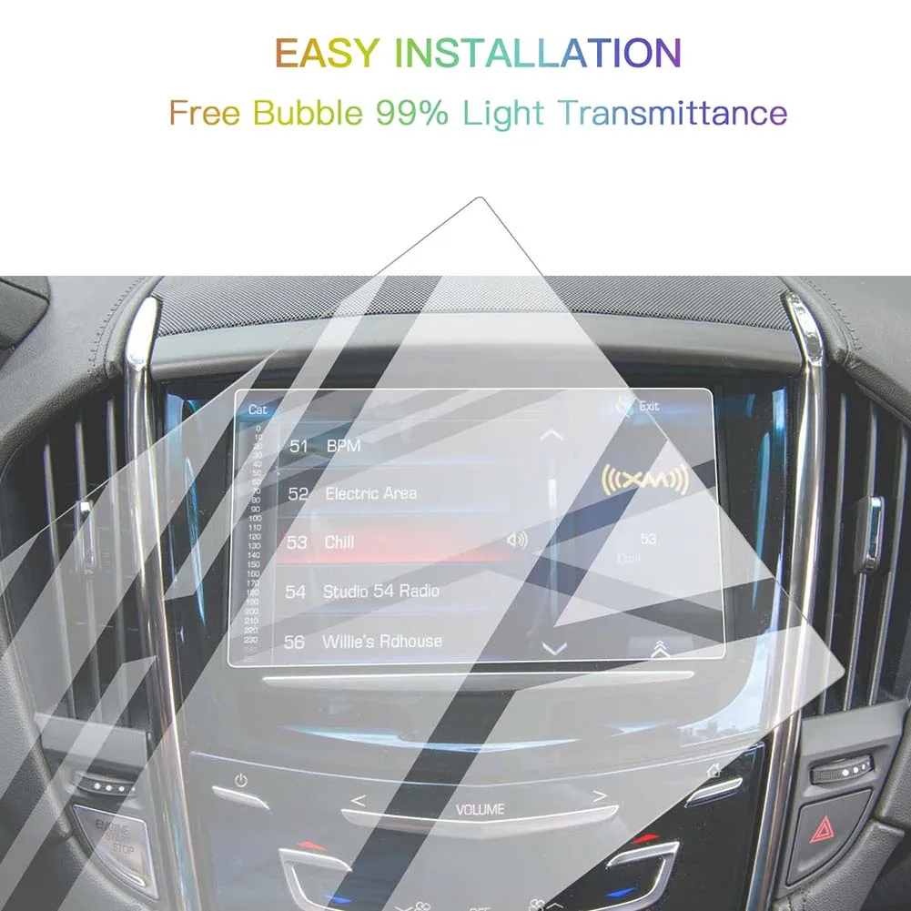 For 2014-2019 Cadillac ATS CUE 8-Inch Car GPS Navigation Touch-Screen Center Display Tempered Glass Protector Film