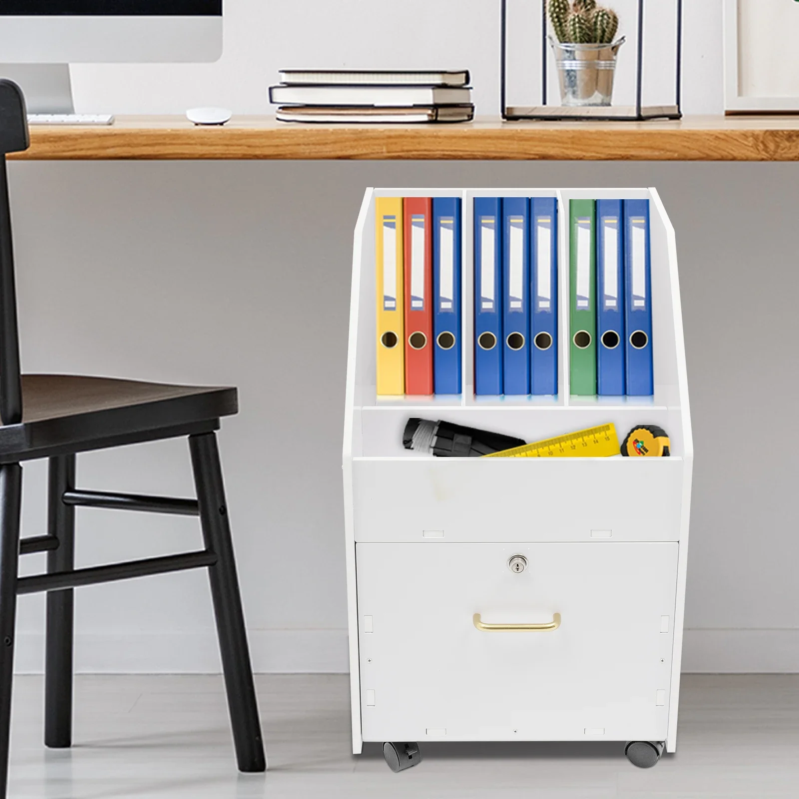 Mobile File Cabinet with Lock,Under Desk Rolling File Cabinets for Home Office,Countertop Literature Organizer