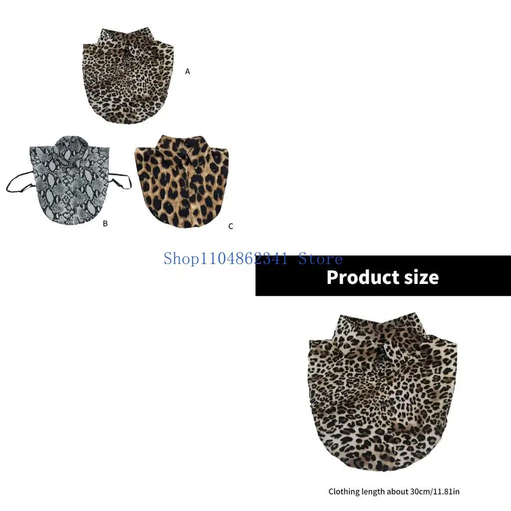 5ASD Women Leopard Snakeskin Print Faux Faux Label Half Shirt قابلة للفصل بلوزة كاذبة أعلى ملحقات ملابس أنيقة