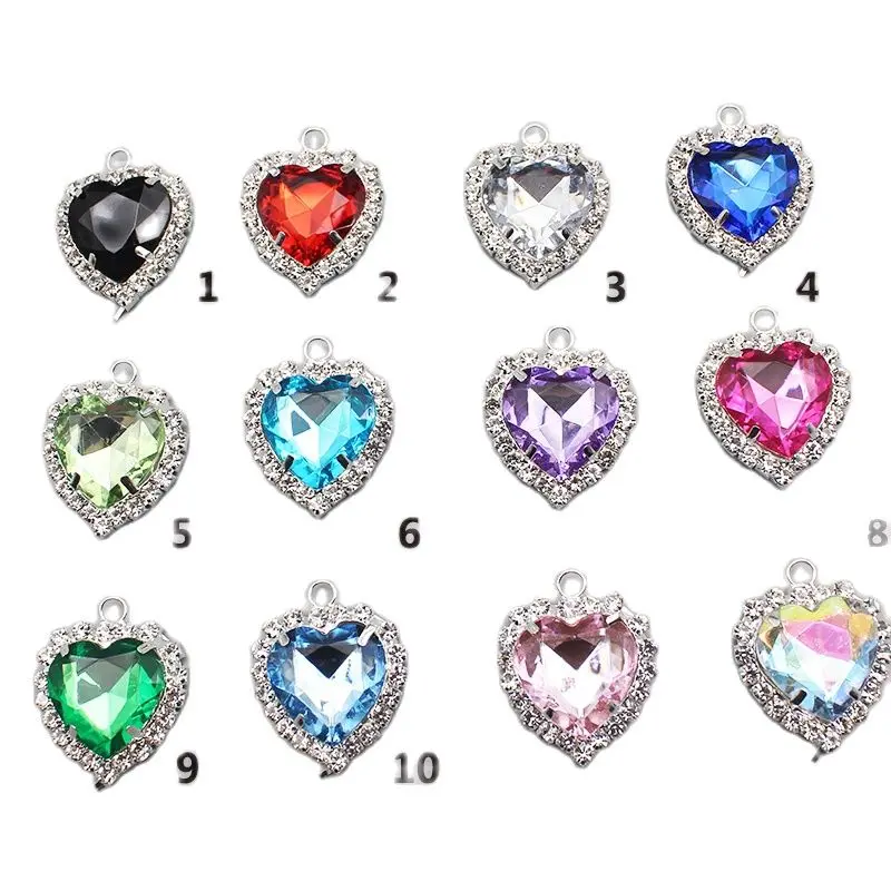 New 5Pcs Inside 25mm silver peach heart artificial jewelry accessories  sewable handicrafts decoration romantic wedding dress