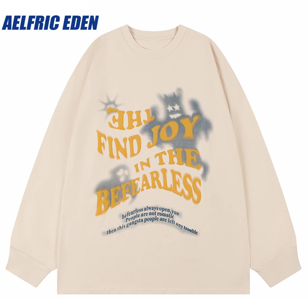 Aelfric Eden Sweatshirt grafis huruf Iblis 2023 pria, pakaian jalanan Harajuku Hip Hop ukuran besar lengan panjang atasan Hoodie Y2K