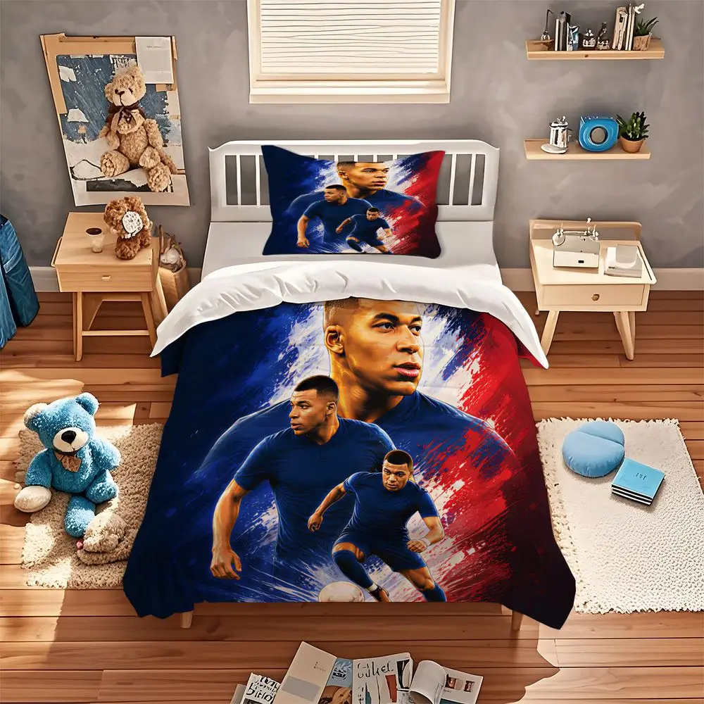 Football Star Duvet Cover Set 3D Digital Print Bedding Set Microfiber Soccer Player Bedroom Decor for Teen