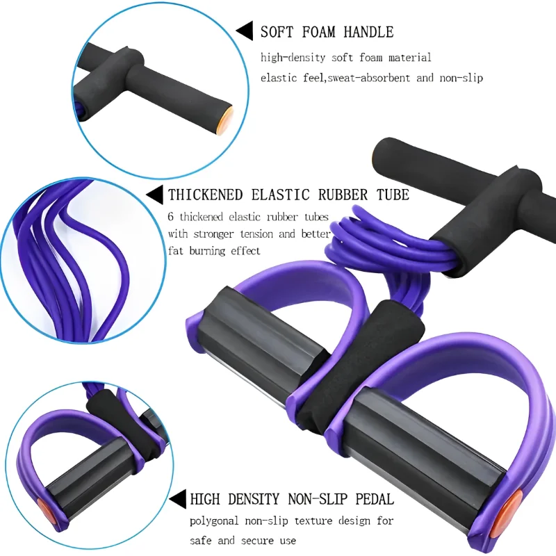 Four-Tube Pedal Tensioner Multi-Functional Household Fitness Equipment Yoga Abdominal Strengthening Elastic Band Tension Rope