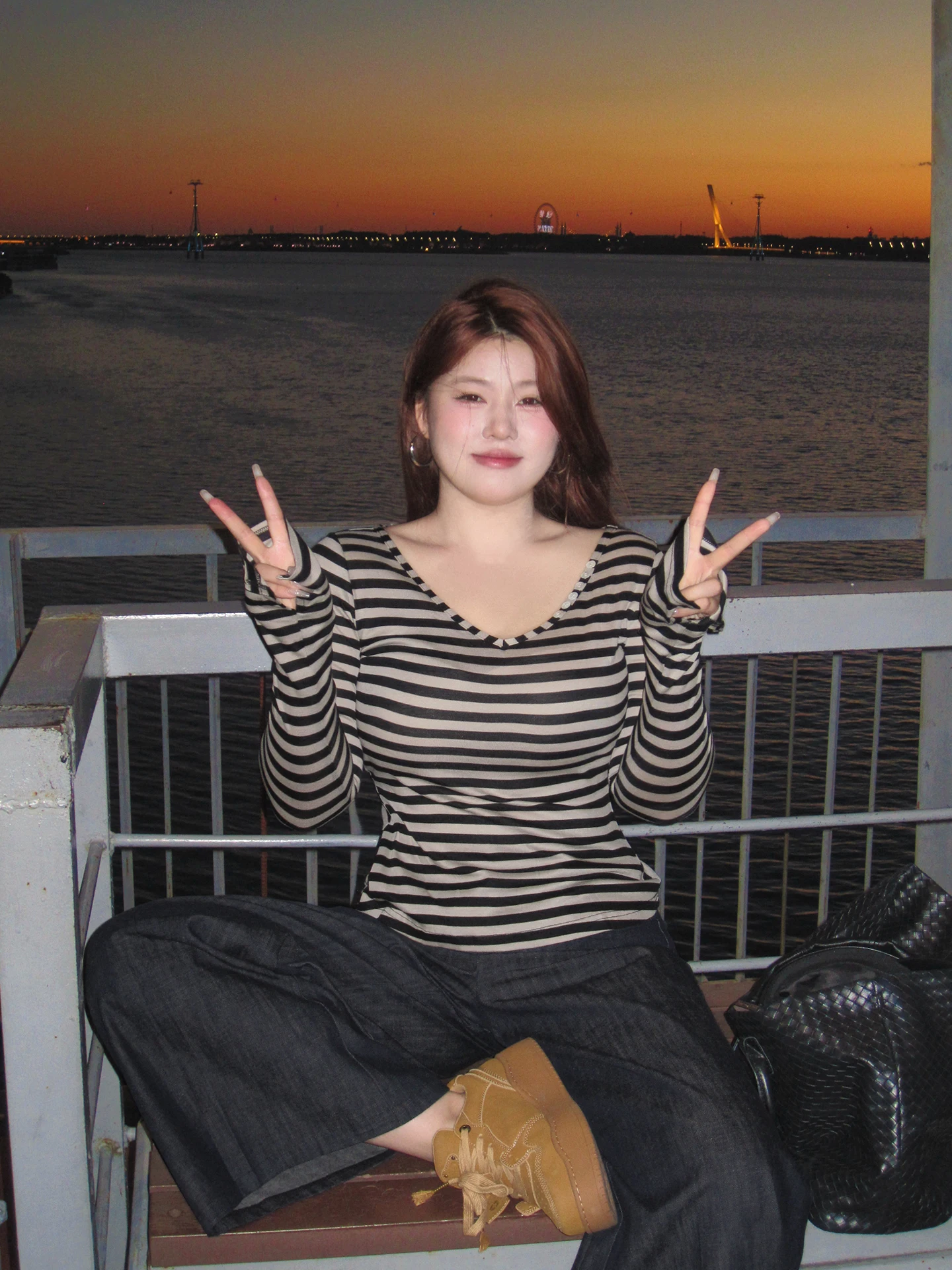 

Женская полосатая футболка больших размеров, повседневная, с высокой талией, длинными рукавами, стандартного кроя, модная, для полных женщин.