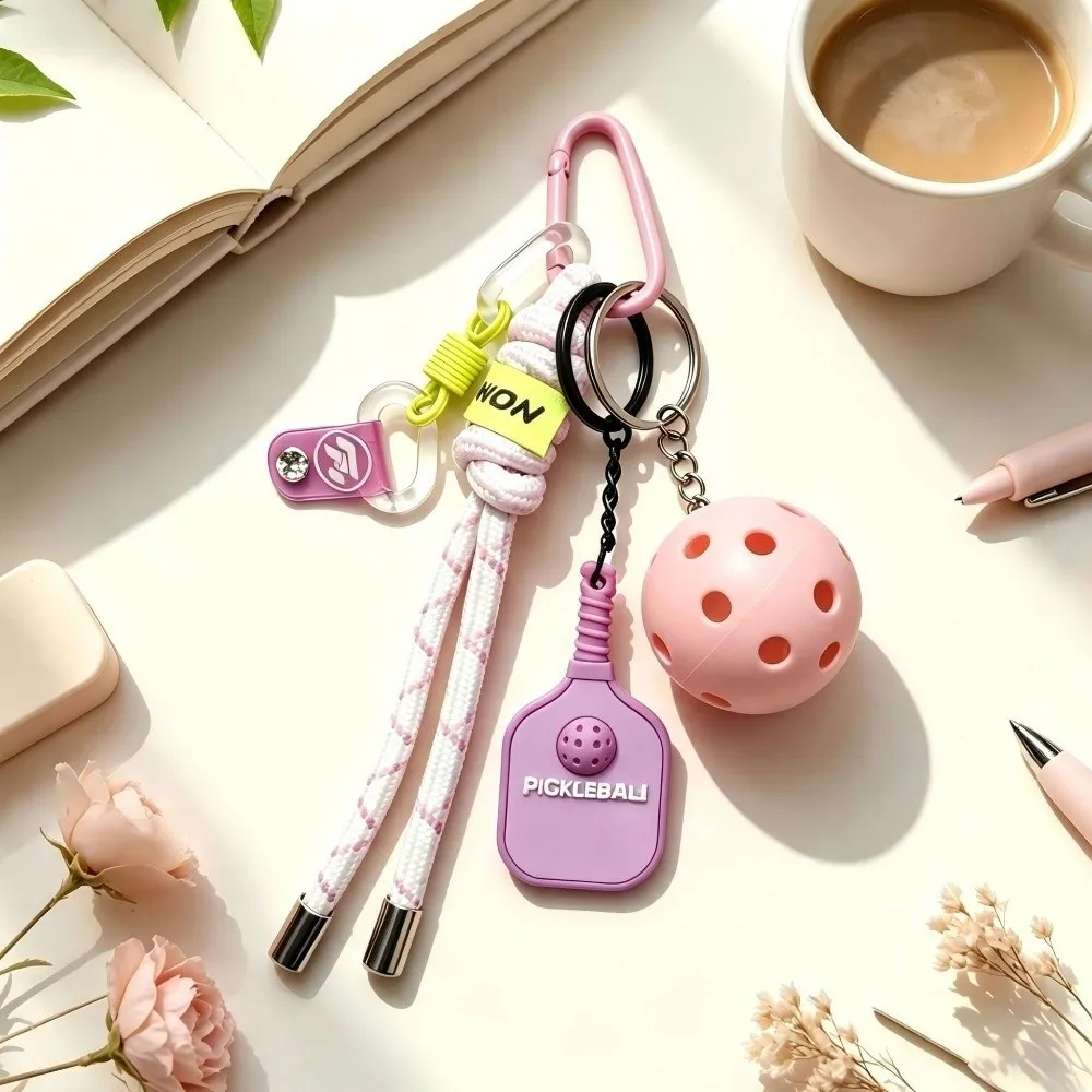 New Dopamine Pickleball Paddle Keychain Detachable with Buckle Fitness Series Pendant Pickleball Racket Key Ring Bag Charm