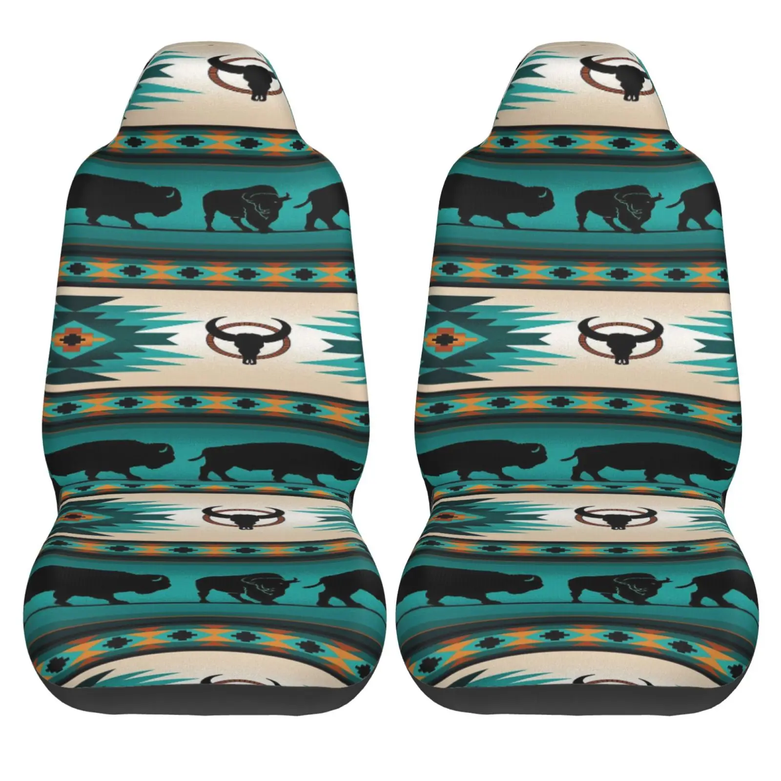 Aztec Pattern Print 2 PCS Car Seat Covers Front Auto Seat Cover Breathable Car Bucket Seats Protector Covers Universal Fit