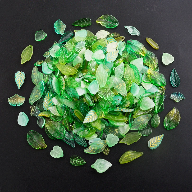 Randomly Mix 30/50/100pcs Glass Leaf Beads Diy Handmade Necklaces Bracelets Leaf Bead Jewelry Making Materials Bulk Accessories