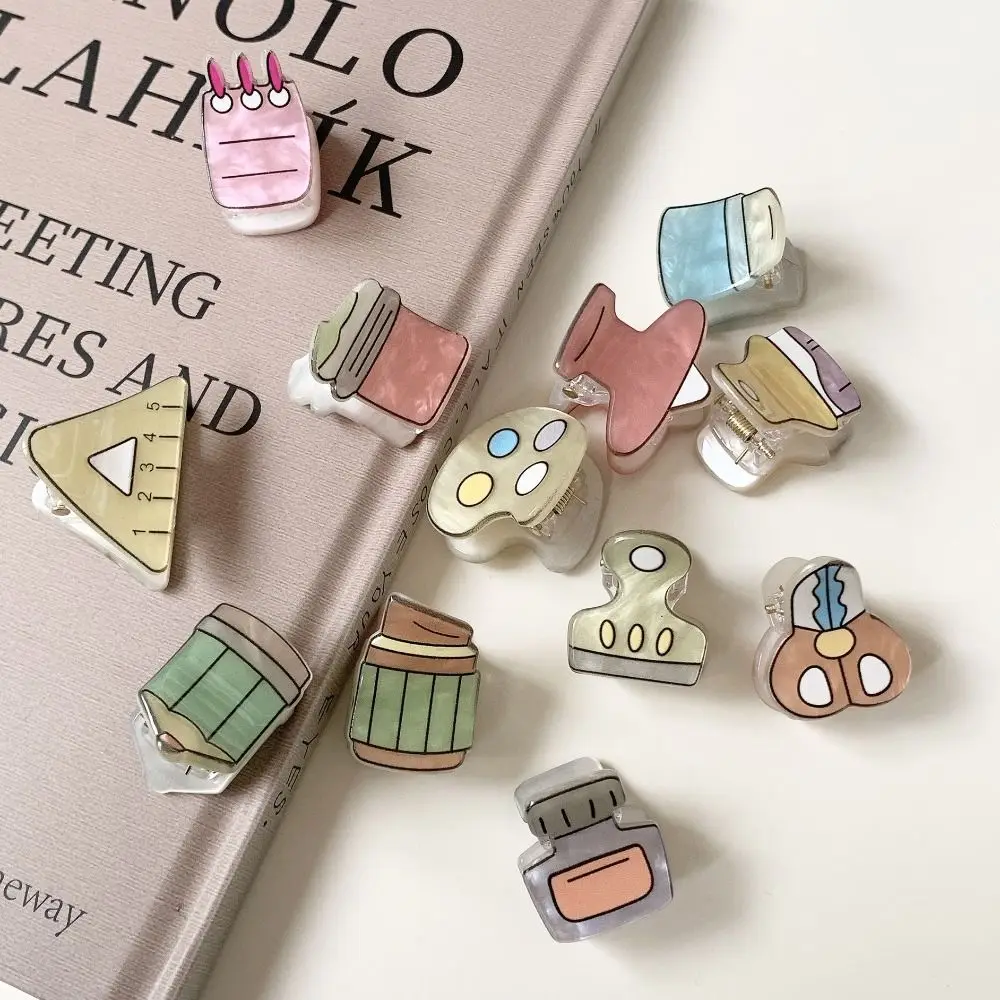 Creative Acrylic Stationery Mini Hair Claw Ruler Notebook Cute Hair Clip Hair Accessories Headdress Small Hairpin Daily