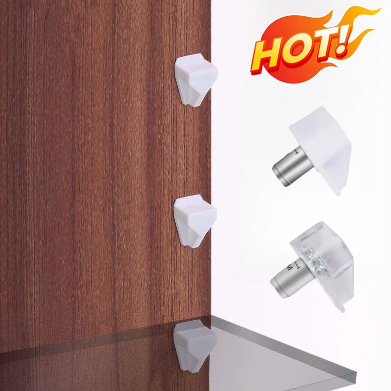 50/20/10Pcs Shelf Studs Pegs Plastic Shelves Laminate Fixed Support Seperator Cabinet Cupboard Wooden Furniture Bracket Holder