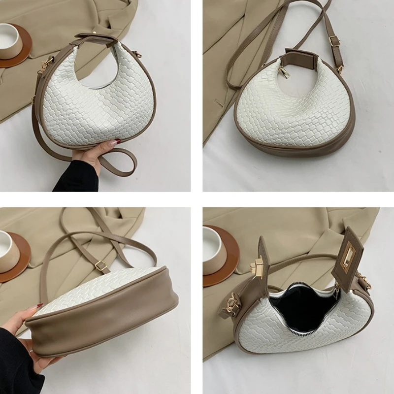 حقيبة يد عصرية وعصرية، حقائب كروس ذات نسخة كورية جديدة متعددة الاستخدامات بلون سادة، طراز نسائي جلدي بسيط #6