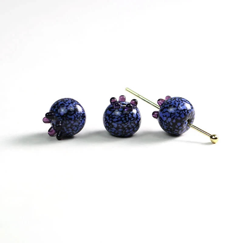 10 Stück 12 mm Blaubeer-Lampwork-Glasperlen, lose Distanzperlen für DIY-Schmuckherstellung, Zubehör, handgefertigtes Armbandzubehör – Detail 3