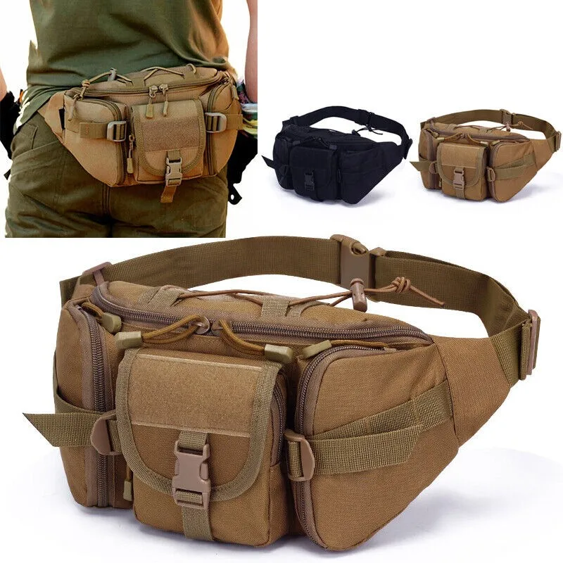 

Men Tactical Waist Bag Nylon Fanny Pack Military Travel Hip Belt Bum Sports Bag Outdoor Cycling Travel Waistpack Pouch ISKYBOB