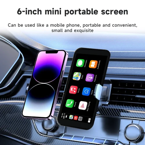 Imagen 2 del producto Radio Universal para coche de 6 pulgadas, CarPlay inalámbrico, Android, Auto, Multimedia, navegación GPS, reproductor de vídeo, pantalla táctil portátil, Bluetooth, AUX carplay inalámbrico auto