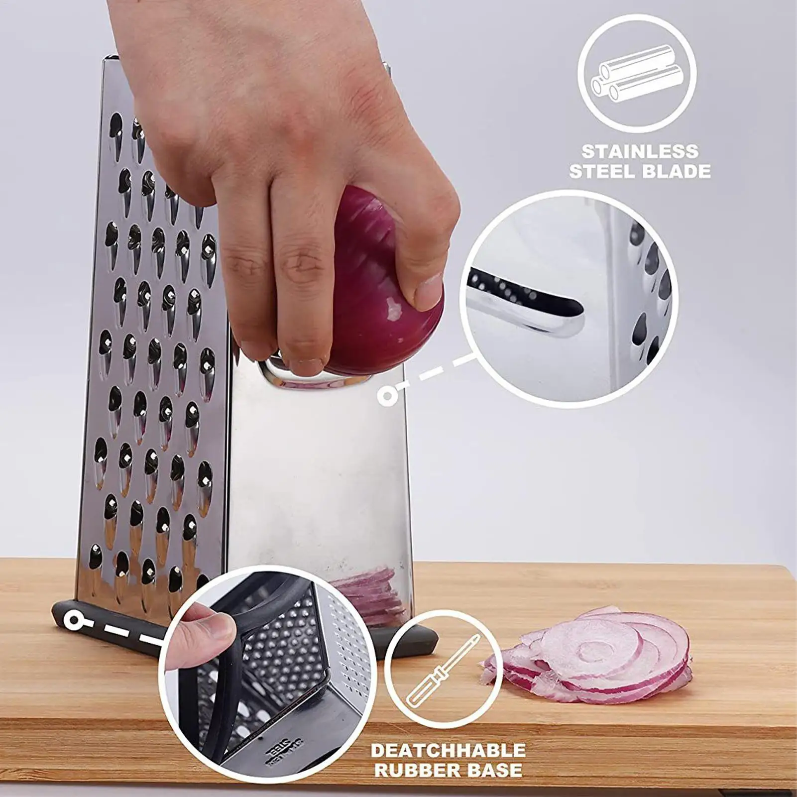 4 Sided Blades Household Box Grater Container Stainless Steel Multipurpose Vegetables Cutter Kitchen Tools Manual Cheese Slicer