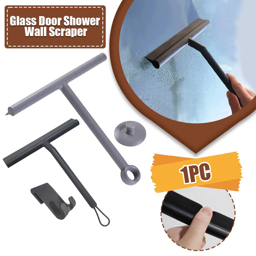 Shower Squeegee for Glass Door Shower Wall Scraper Cleaner With Silicone Holder Bathroom Mirror Wiper Scraper Window Cleaning