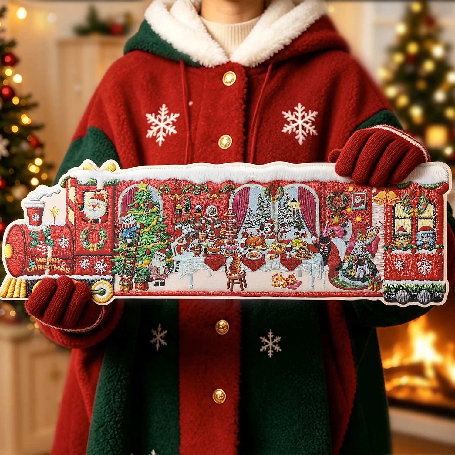 Vintage Christmas Train Sleigh Landscape PET Sticker Creative DIY Journal Material Collage Scrapbooking Stationery