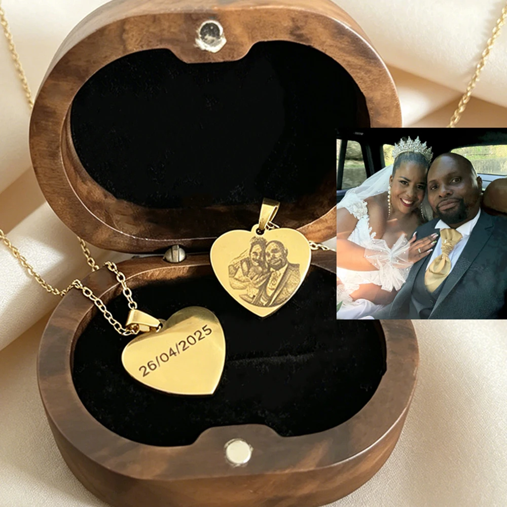 Custom Couple Stainless Steel Personalized Simple Realistic Picture Necklace Customized Necklace Daily Wear Jewelry Couple Gifts