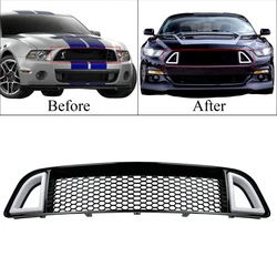 For 2013-2013 Ford Mustang Non-Shelby Front Bumper Upper w/ White LED Grille