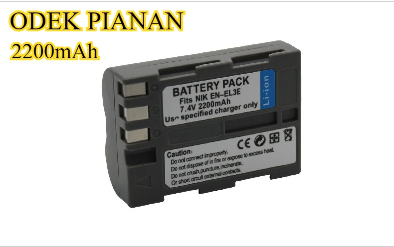 

Аккумулятор EN-EL3E емкостью 2200 мАч. Исключительный срок службы батареи и идеально подходит для Nikon D300S D90 D700 D300 D80 D200 D50 и D70S.