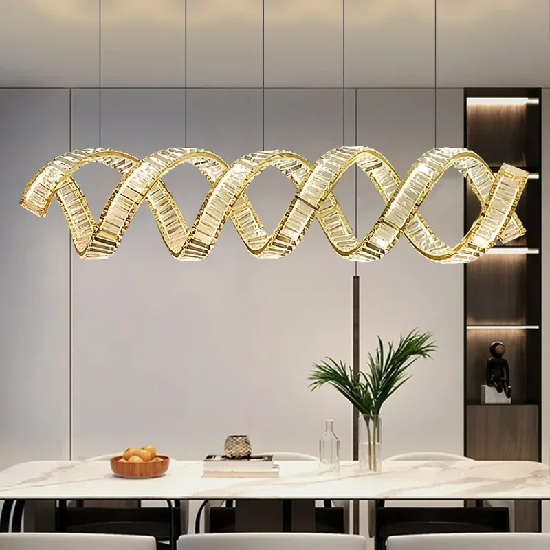 Encircle Thread Modern Luxury LED Chandelier Bar Office Island Dining Living Room Villa Pendant Lamp Home Decor Lighting Fixture
