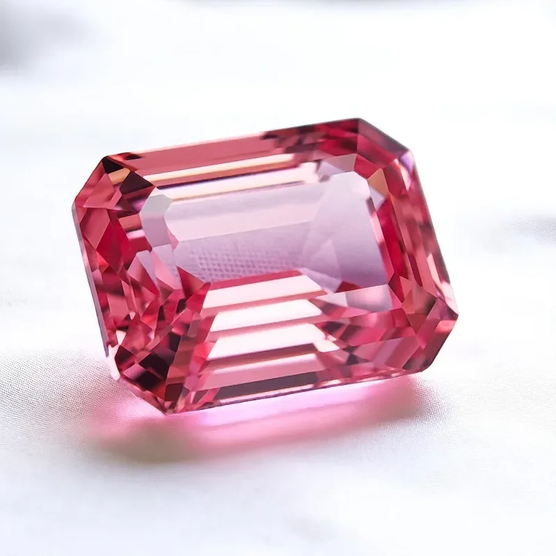 

L-Lab Grown Padparadscha Emerald Cut Fire Lotus Color High Quality Loose Gemstone For Jewelry Making With Certificate