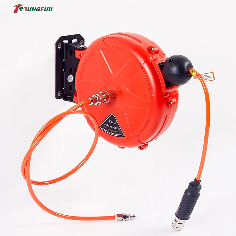 Wall Mounted Auto Rewind Air Hose Reel Retractable Pneumatic Hose Reel For Garage Workshop Air Tool Compressor Hose Reel