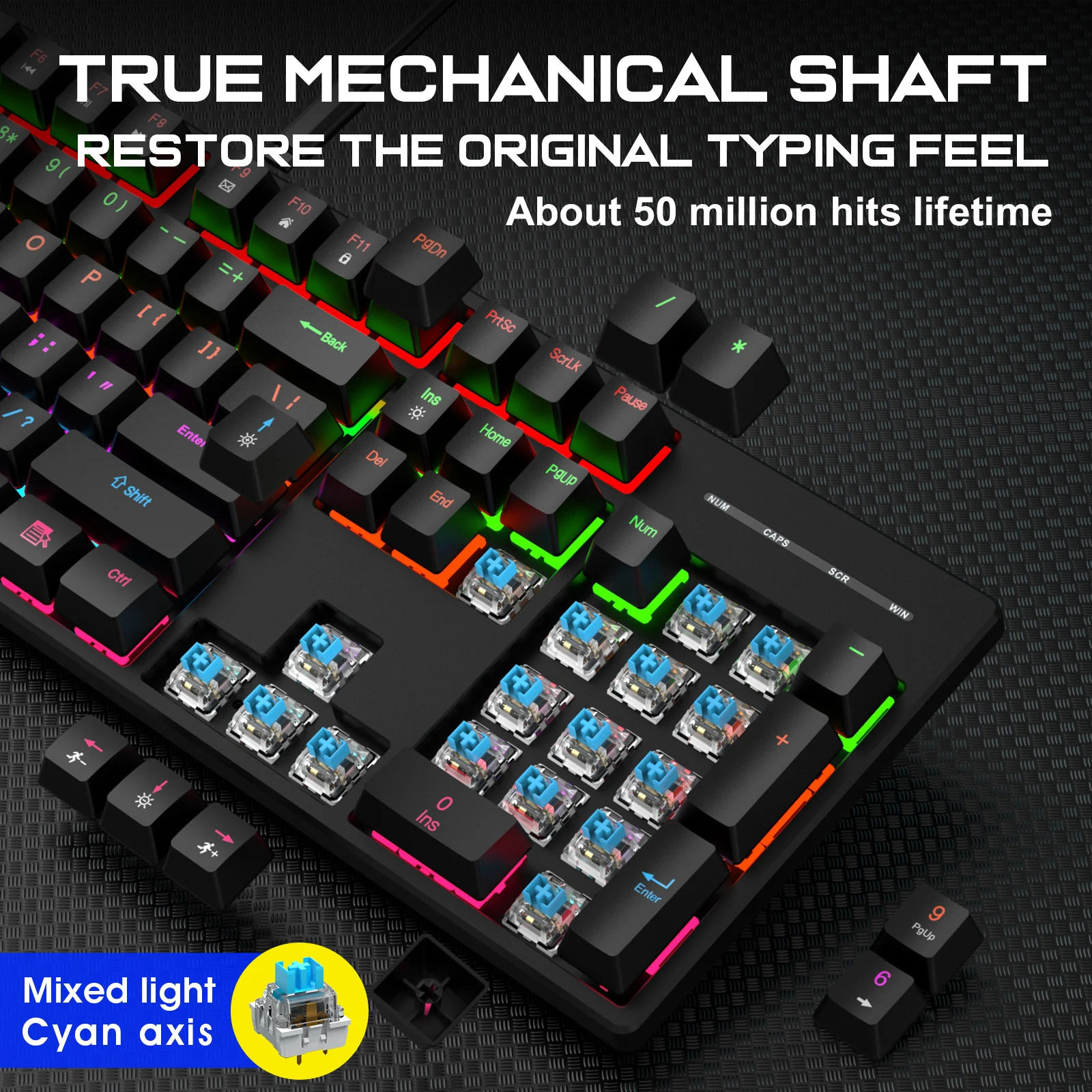 Teclado mecánico retroiluminado RGB de 104 teclas, teclado para juegos Esport con cable, teclado de diseño ergonómico para ordenador portátil, accesorios para PC de escritorio