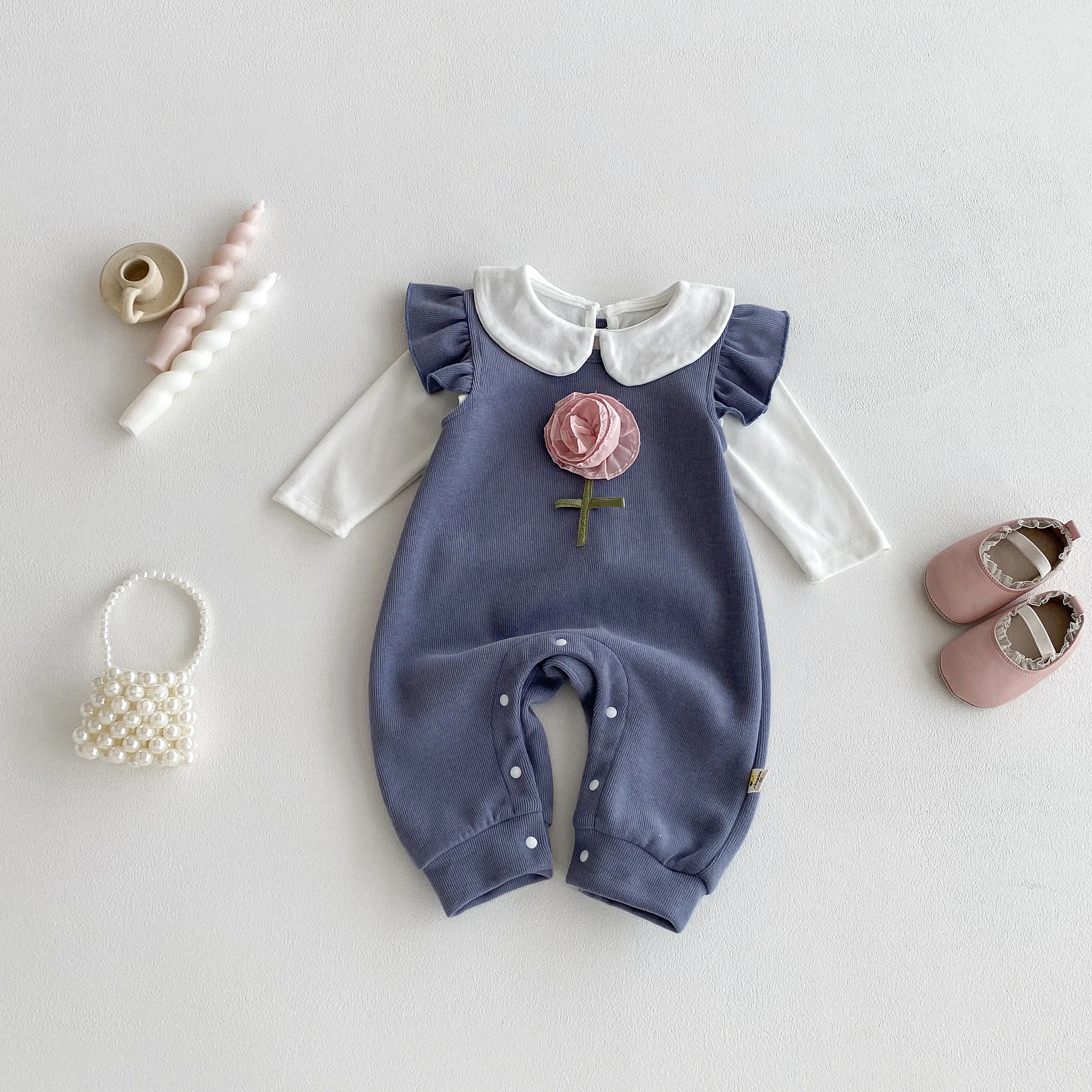 Baby Spring and Autumn One-Piece Dress for Girls, Trendy Super Cute Princess Romper, Fall Outing Overalls