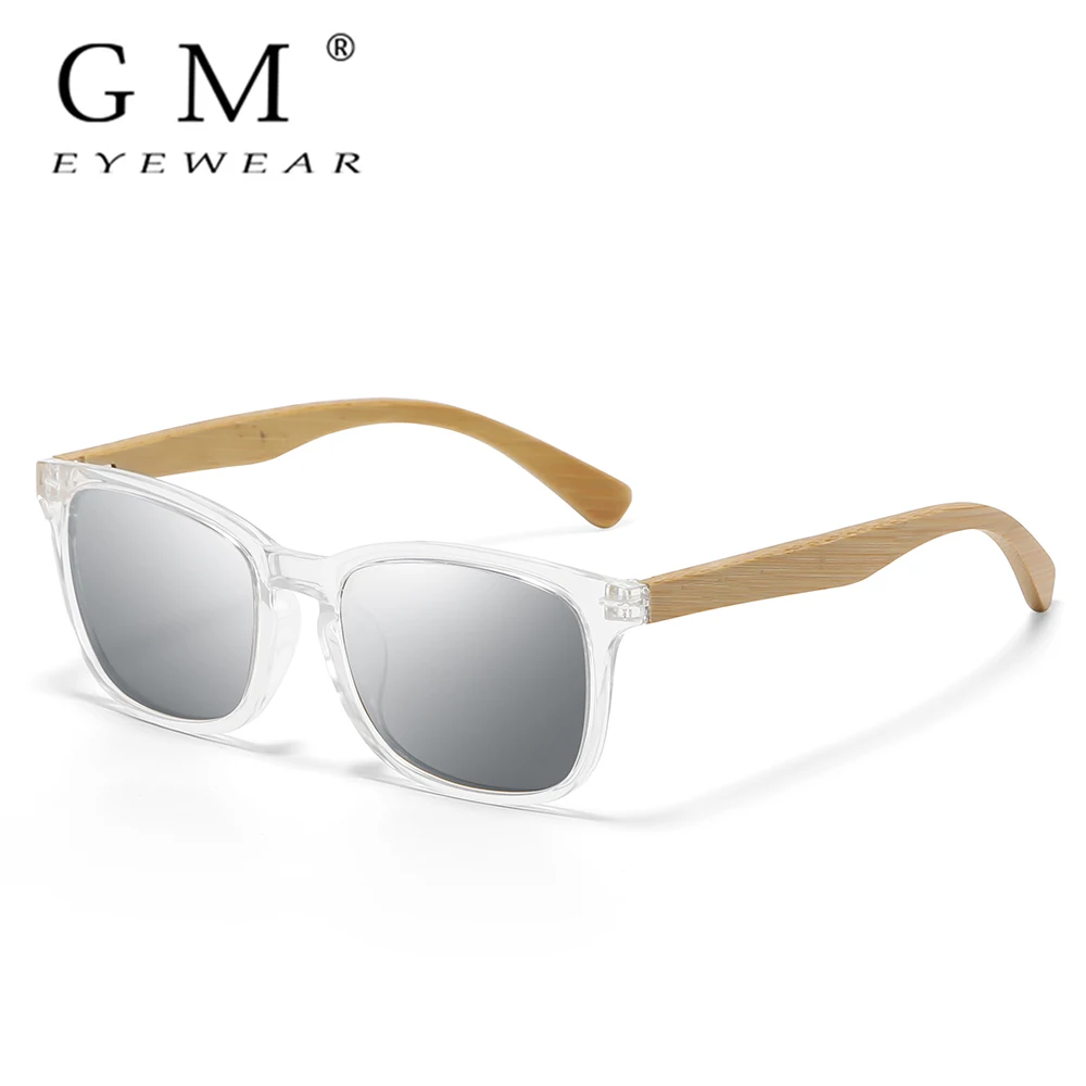 GM - Natural Bamboo Wood Sunglasses,Stylish,Polarized,Coated Lenses,Plastic Framed Bamboo glasses,Red Lenses,GM1011