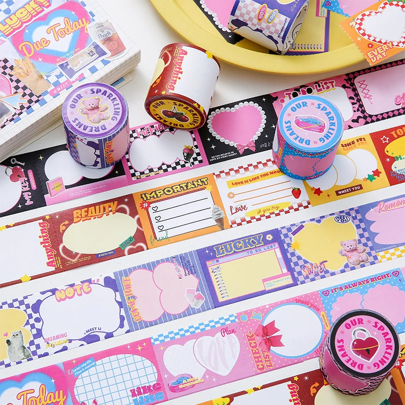 Leuke Retro Notitie Tape Decoratie Plakboek Dagboek Diy Journal Memo Pad Masking Tapes Kawaii Briefpapier School Supplies