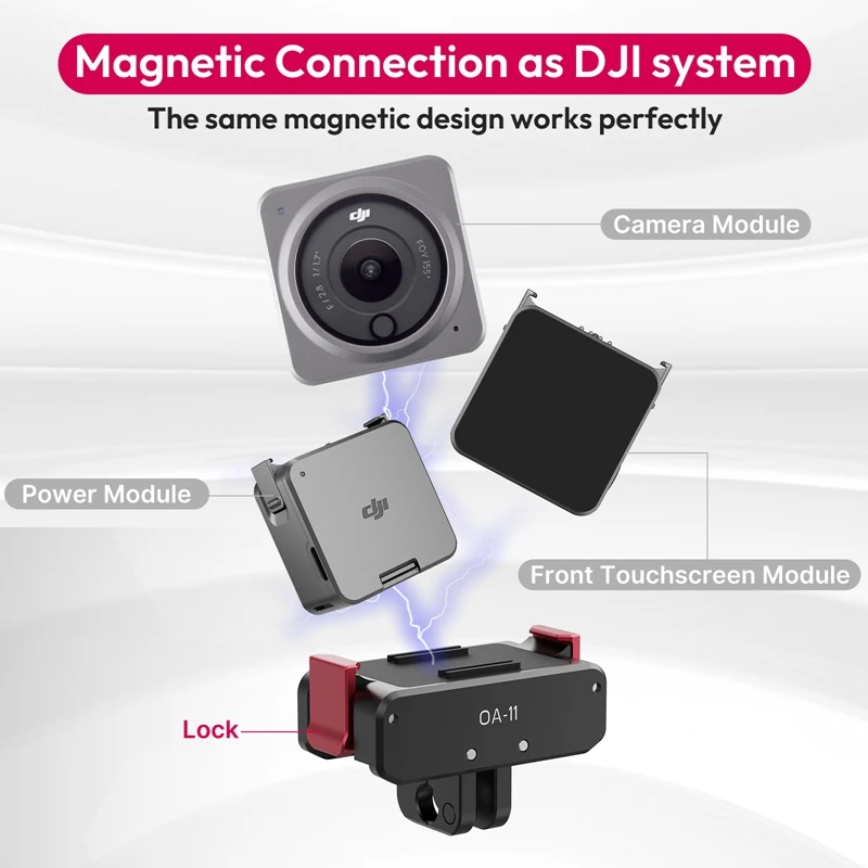 Складная база Ulanzi OA-11 с двойным интерфейсом для DJI Osmo Action 3, складное крепление OA-13, магнитная база источника питания для DJI Action 2