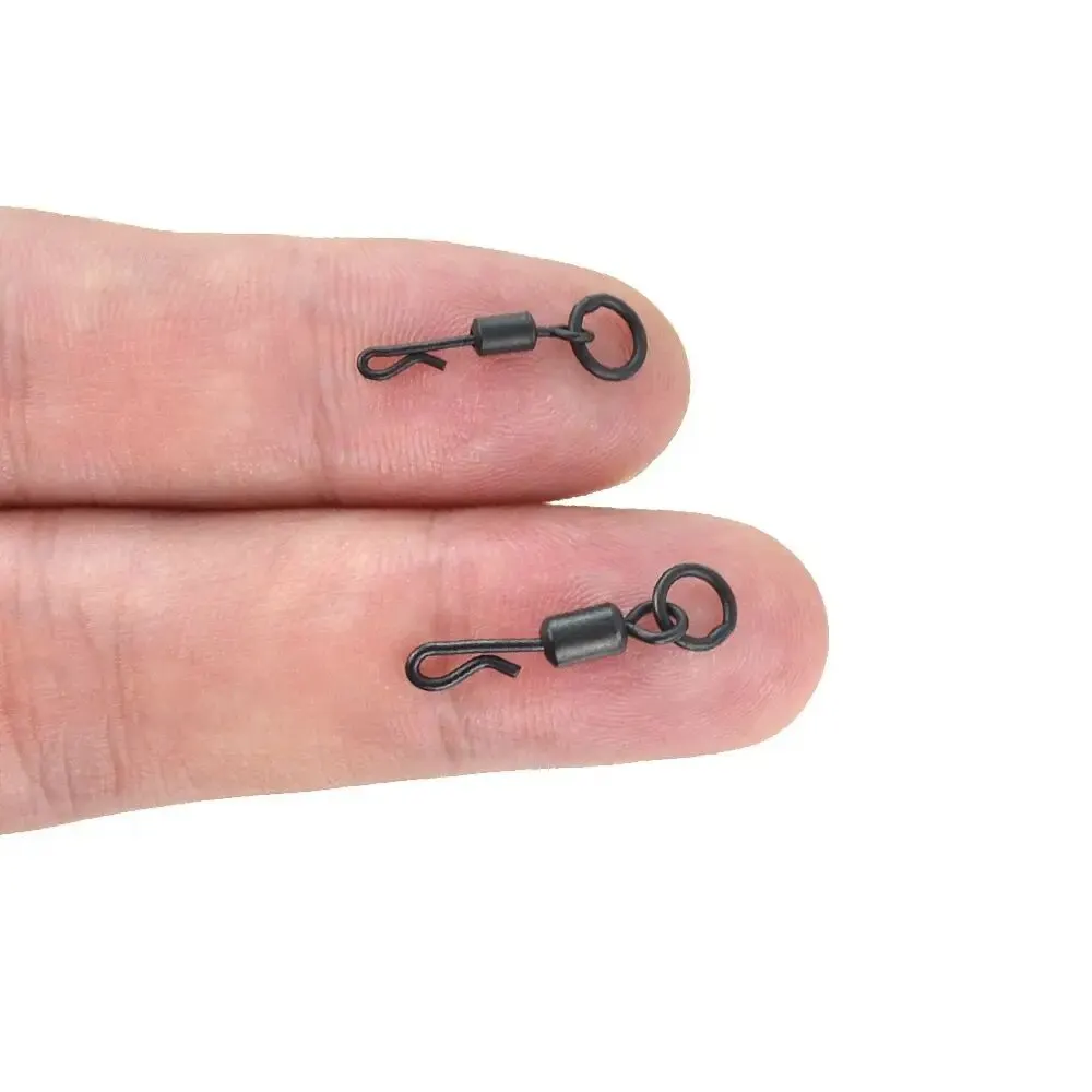 Hirisi 20pcs Carp Fishing Terminal Tackle Accessories Long Body Q-shaped Fishing Swivel Snap with Solid Ring AE007S