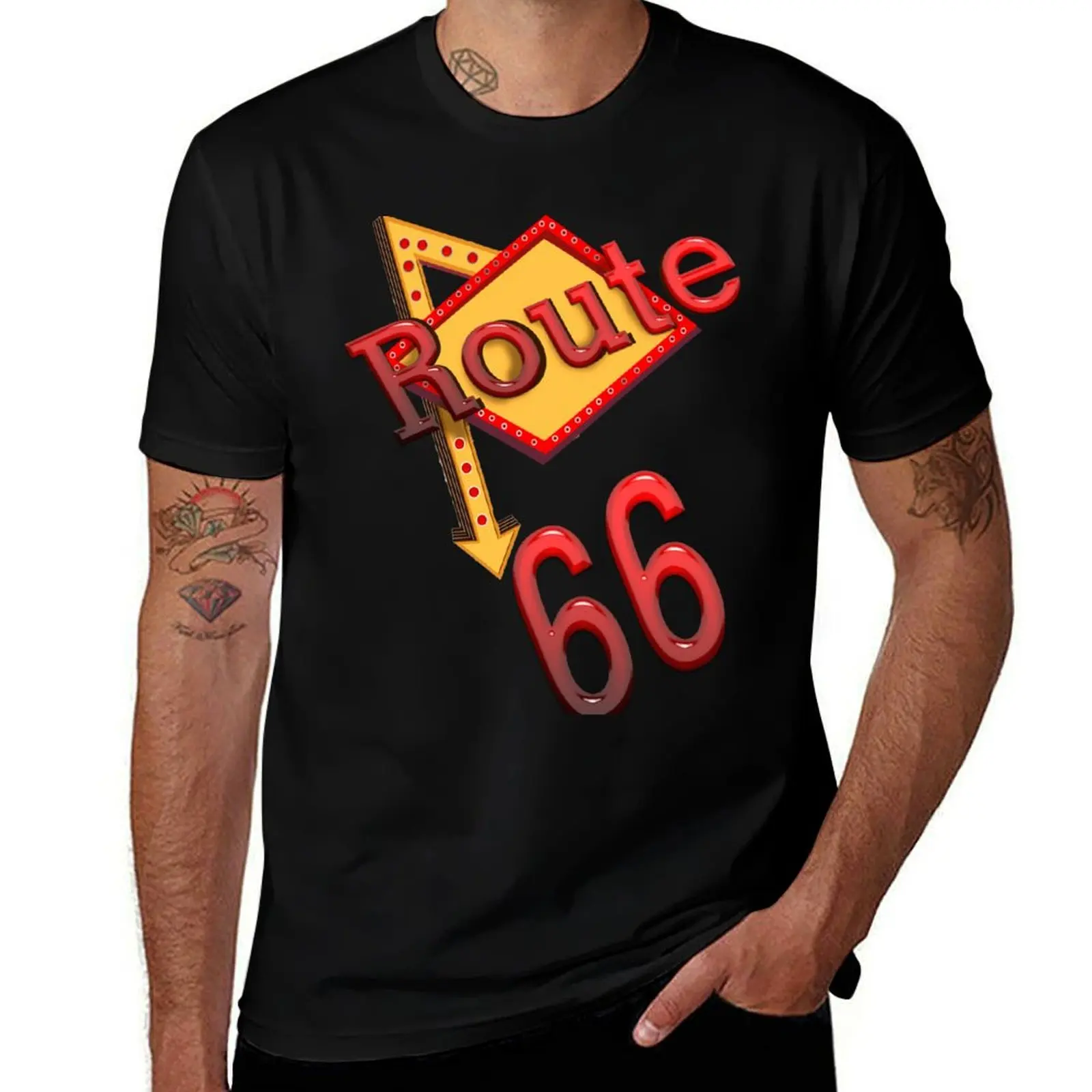 

Route 66 trip america T-Shirt man t shirt cotton cotton tshirt 100% man t shirt luxury T-shirt