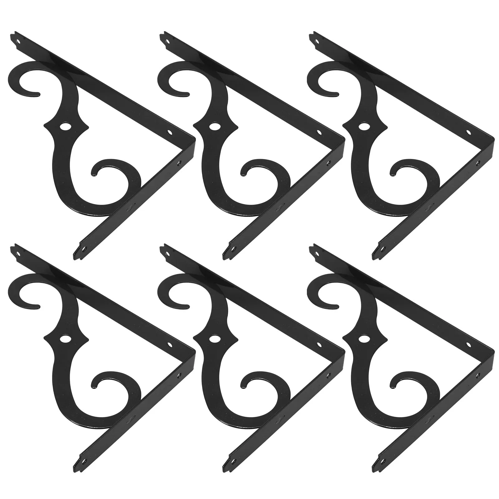 

6 Pcs Wall Shelf Brackets Triangle Iron Shelves Heavy Duty 10 Inch 254x177mm Black Matte Finish Mounting Hardware Storage