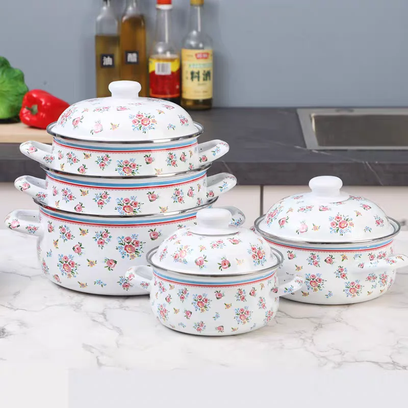 

Kitchen Cookware, Enamel Soup Pot, Stew Pot, Baby Food Bowl, Household Enamel Cooking Pot