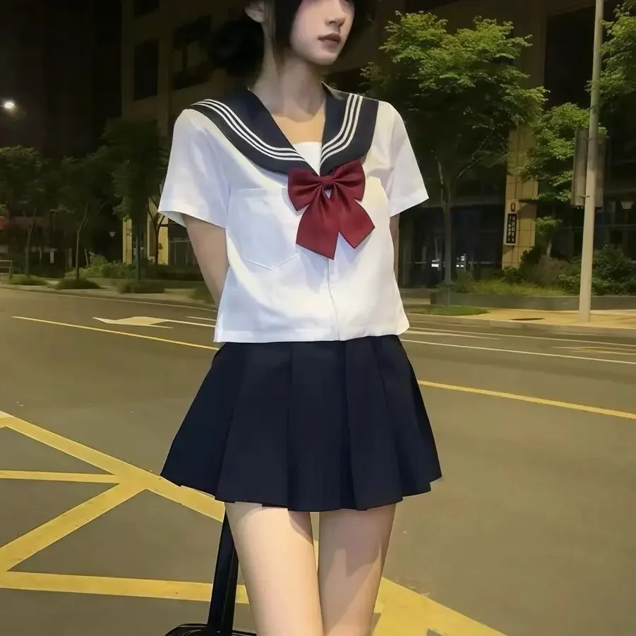 plus Size School Uniform Set Sailor Suit JK Student Japanese Anime 2025 Outfit Short Skirt College Sle Fat MM Bad Girl fdsdui2