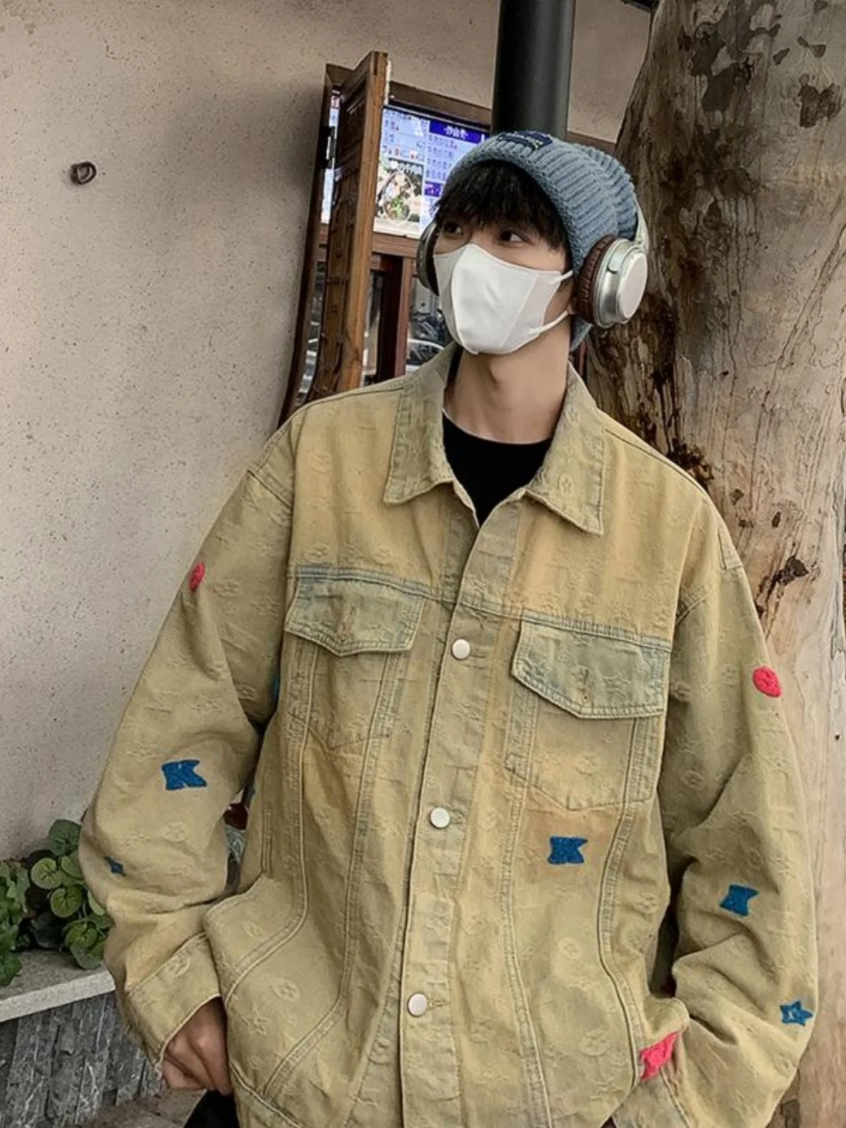 

Мужская джинсовая куртка в американском ретро-стиле, повседневная, универсальная, свободного кроя, в рабочем стиле, с длинными рукавами, молодежная, трендовая, осенняя