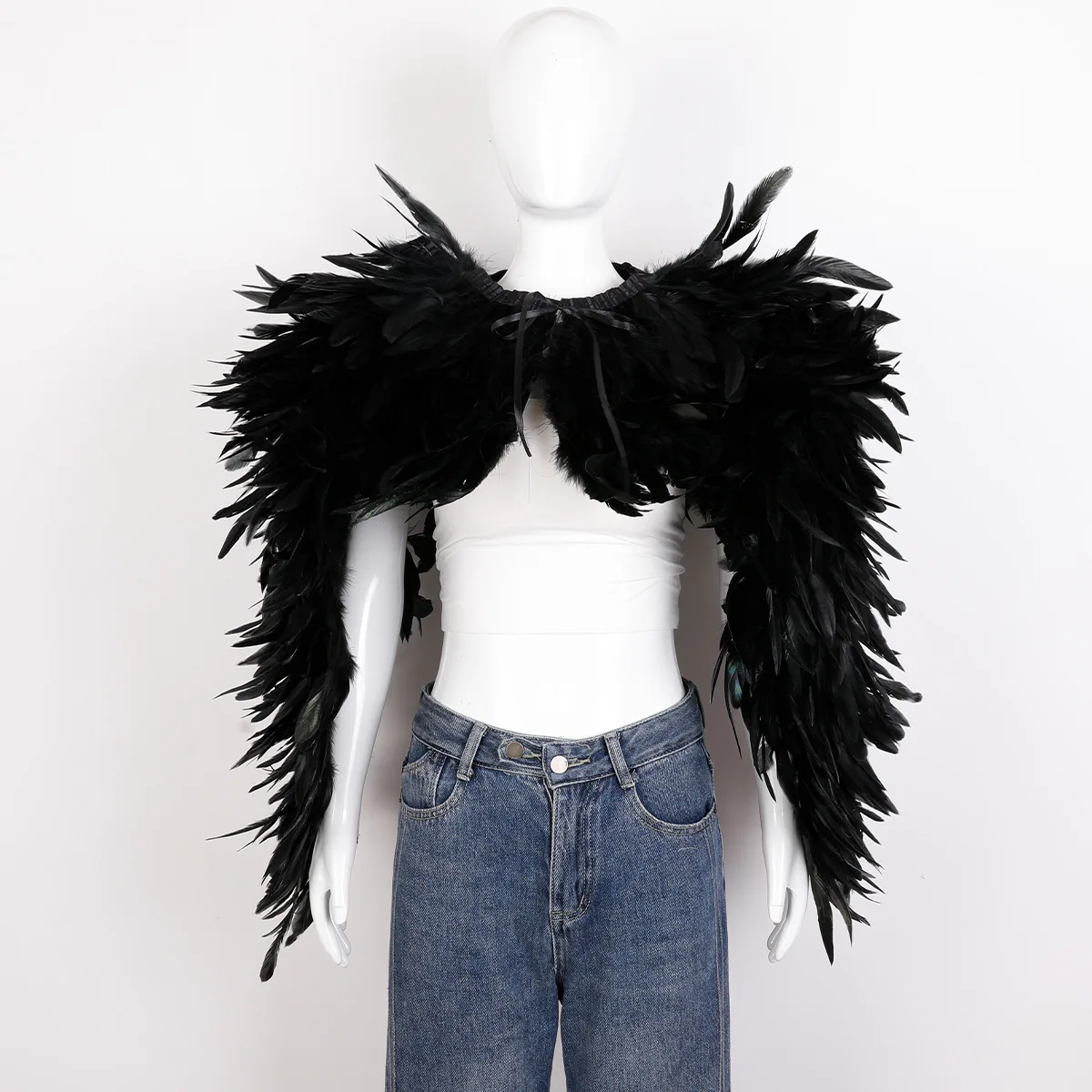 

Feather Shawl Cape Gothic Feather Wings for Women Mens Party Wedding Cosplay Costume Fancy Ball Stage Party Dance Accessories