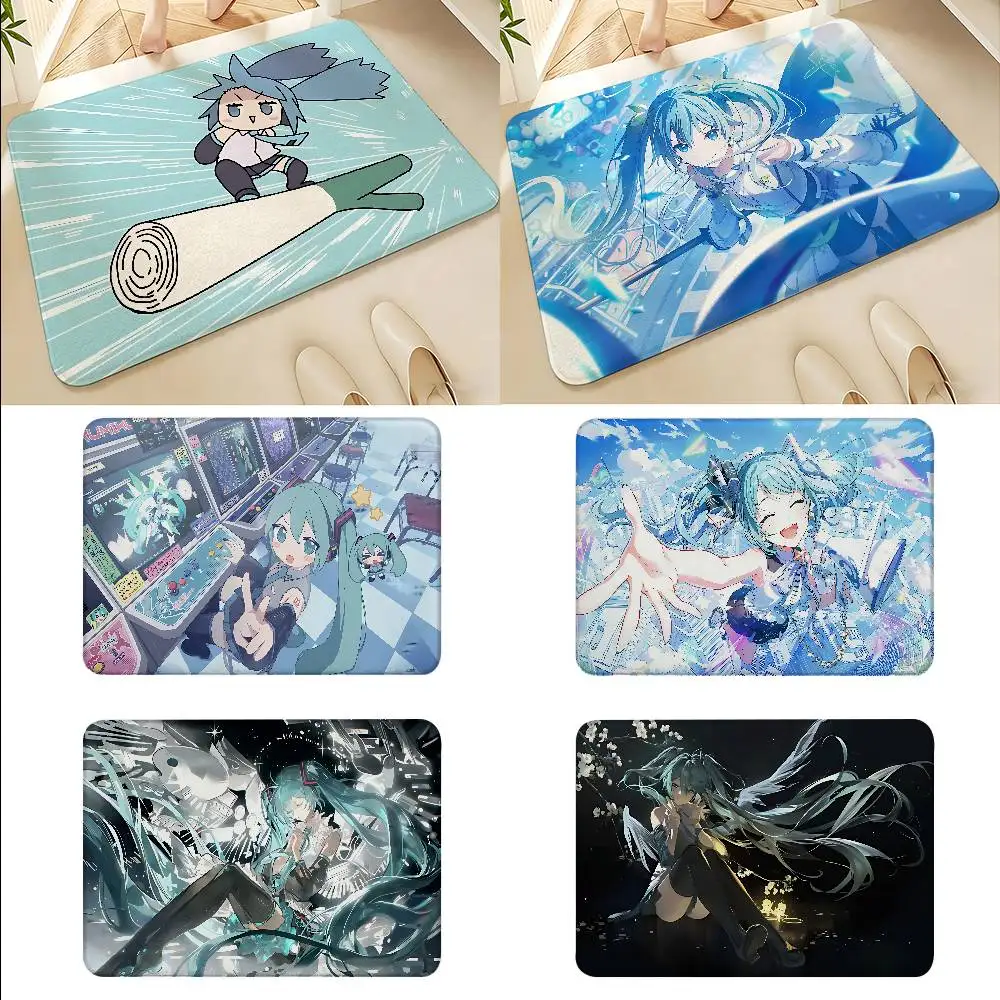 Cute H-Hatsunes Mikus Floor Mats Home Laundry Rug Carpet For Living Room Decor Lounge Area Anti-slip Foot Mat Entrance Doormat