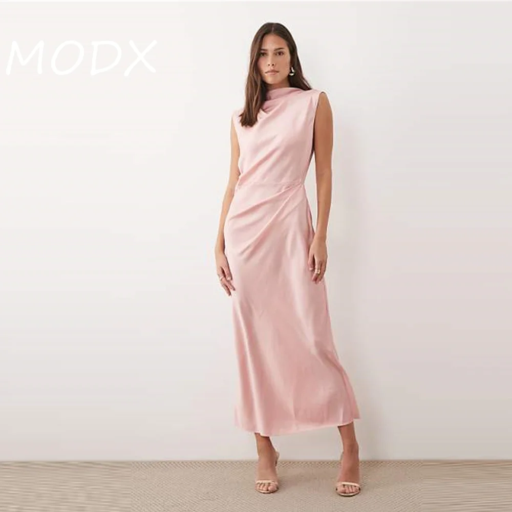 

MODX Elegant Satin Turtleneck Cutout Party Dress Waist-cinching Evening Dress, Simple Customized Prom Gown Vestidos De Fiesta ﻿