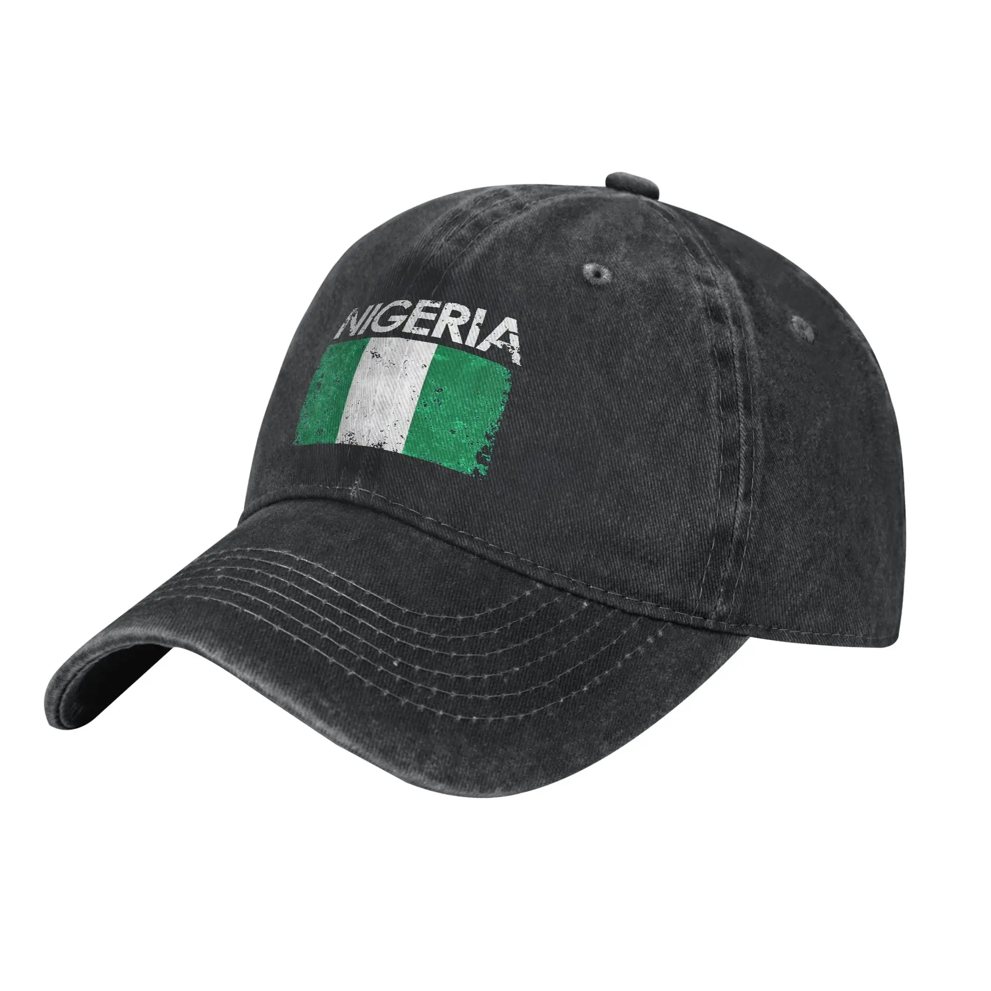 Vintage Nigeria Nigerian Flag Pride Gift  Baseball Cap Merch for Men Women  Adjustable Trucker Hat