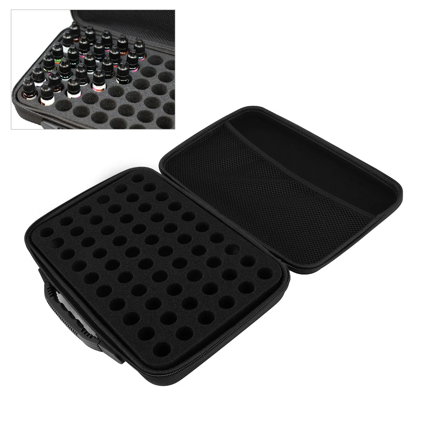 

Tattoo Drawing Alcohol Ink Storage Organizer Holds 60 Bottles EVA Foam Padding Internal Pockets Portable for Craft Paint