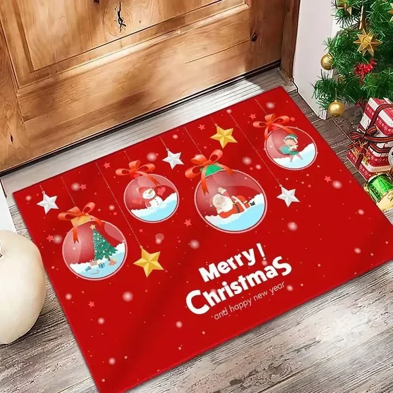Christmas Entrance Door  Earth Rubbing Foot  Crystal Velvet Bathroom Absorbent Floor  Anti Slip   Decoration