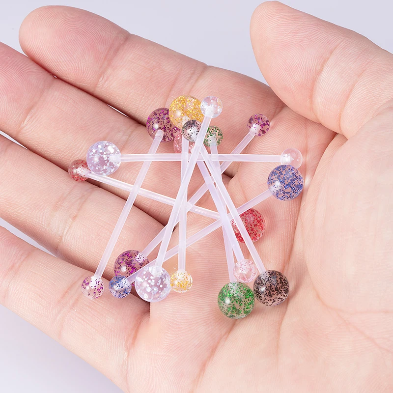 10PCS Pregnancy Sport Maternity Flexible Bioplast Belly Navel Button Ring Retainer Industrial Piercing Earrings Random Color 14G